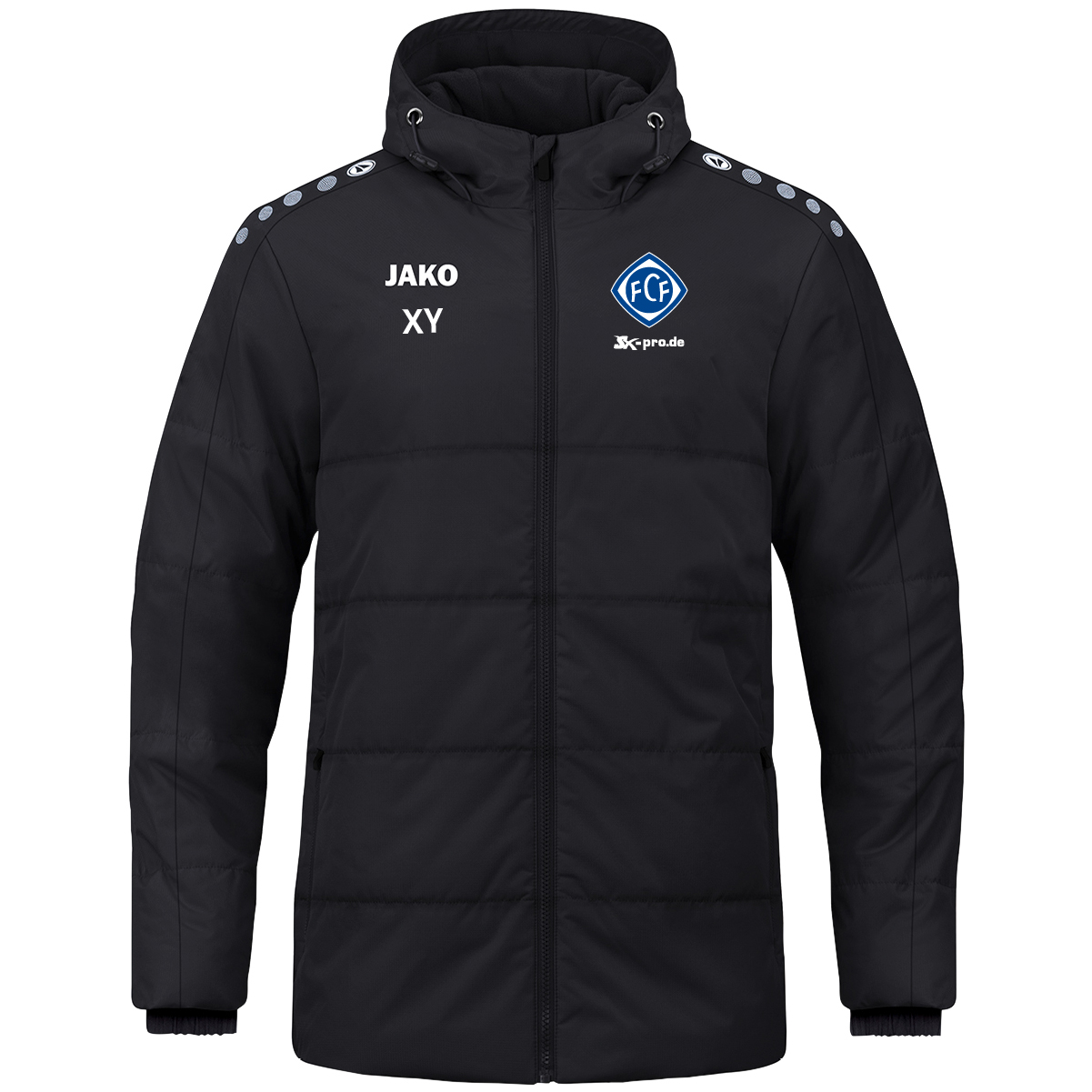 JAKO Coachjacke One mit Kapuze inkl.Wappen und Vereinsname (Initialen optional)