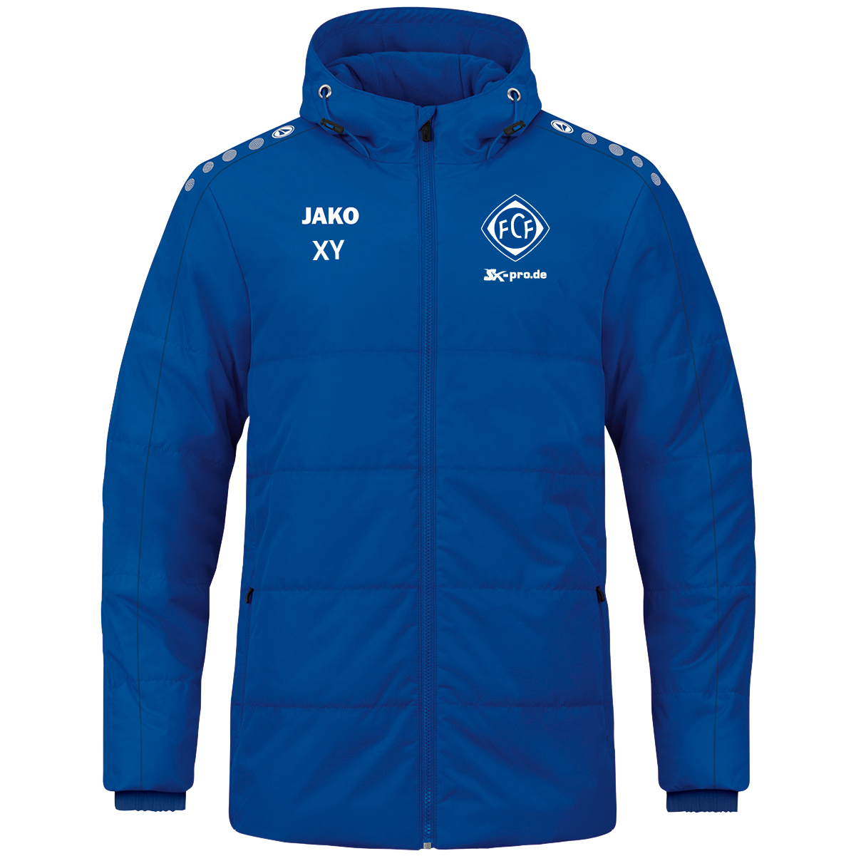 JAKO Coachjacke One mit Kapuze inkl.Wappen und Vereinsname (Initialen optional)